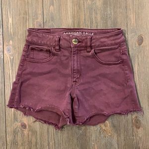 Maroon denim shorts